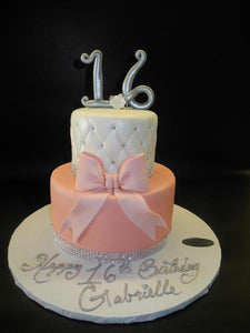 Sweet 16 Fondant Cake Pink and White