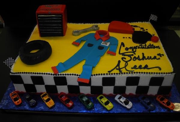 Mechanic Icing Cake with Cars and Fondant Decoration