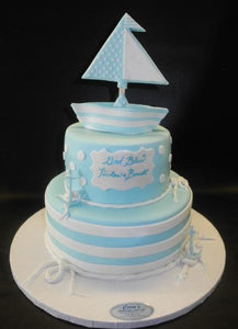 Sail boat Christening Fondant Cake