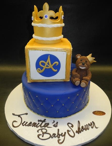 Teddy Bear and Crown Baby Shower Royal Cake 