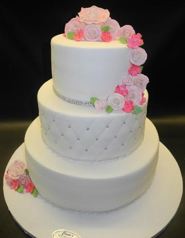 Roses and Petals Fondant White Cake 