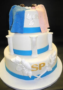 Twin Baptism Cake with Fondant Edible Pillars