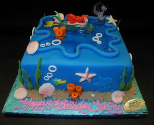 Little Mermaids Square Fondant Cake 