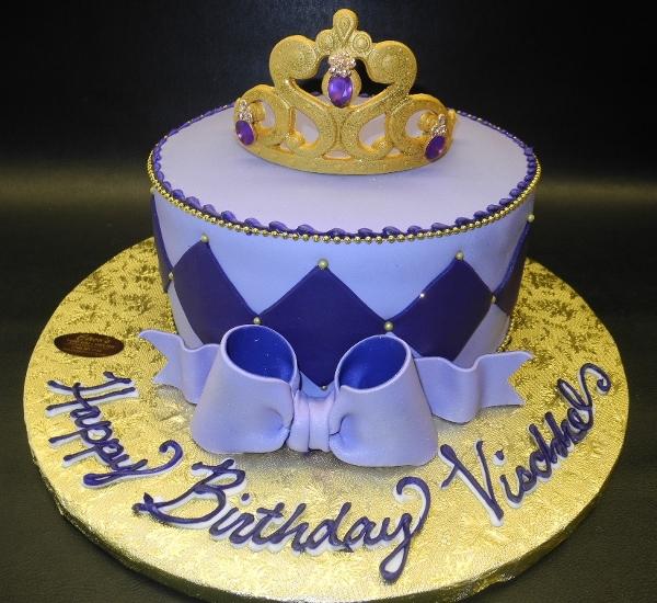 Purple Princess Cake with Fondant Edible Tiara