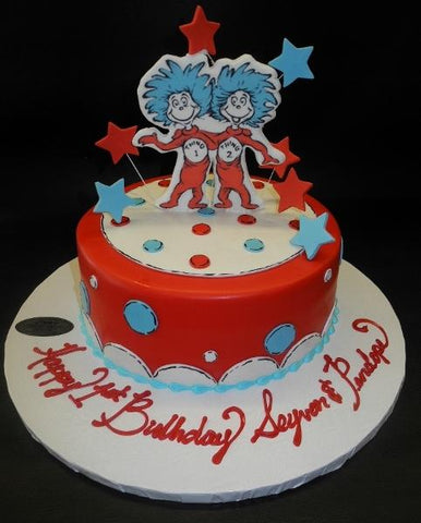 Thing one Thing two Fondant Cake with 2D Figurines