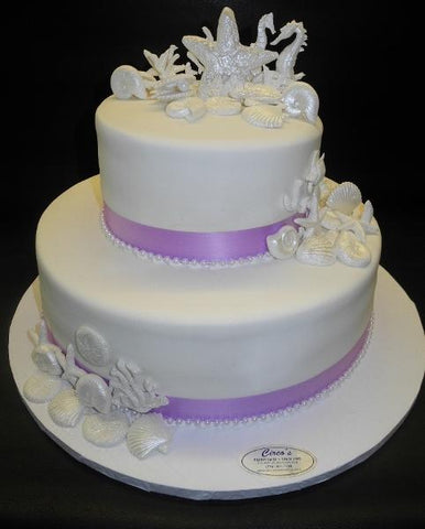 Sea Fondant Theme Wedding Cake 