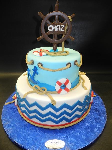 Sailor Chevron Fondant Custom Cake 