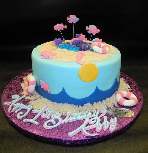Beach theme 1st Birthday Cake