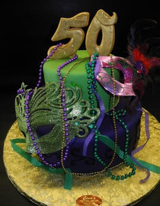 Mardi Gras 50th Birthday Cake 