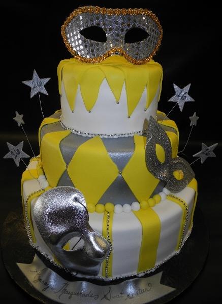 Mardi Gras Fondant Birthday Cake