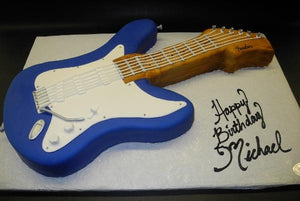 Blue Guitar Fondant Cake 