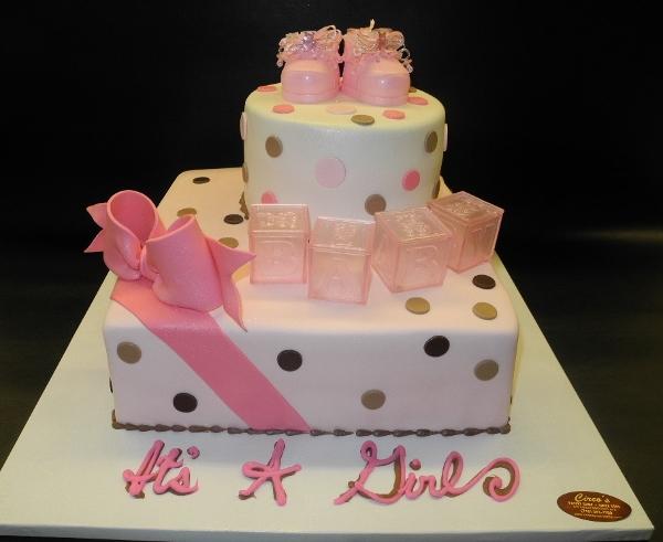 Brown and Pink Fondant Cake
