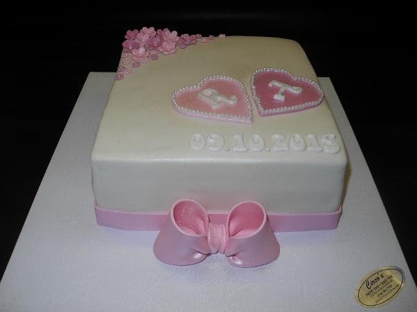 Engagement Pink and White Cake