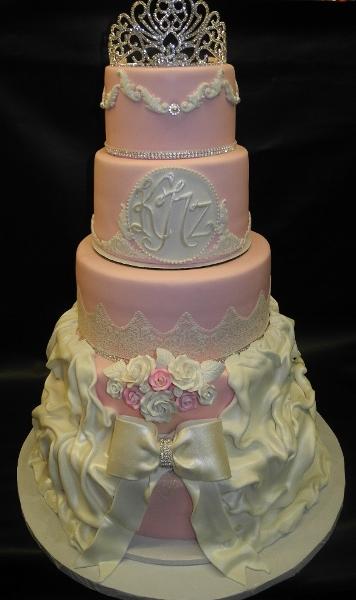 Sweet 15 Pink and White Cake