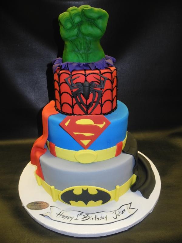 Stacked Superhero Cakes : Decorative Cake