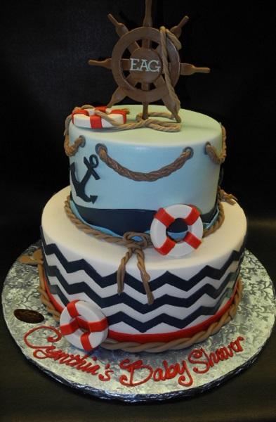 Anchor Sea-Themed Buttercream Birthday Cake