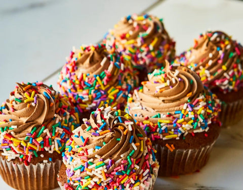 Chocolate cupcakes with rainbow sprinkles