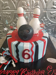 Bowling Theme Birthday Cake - B0053