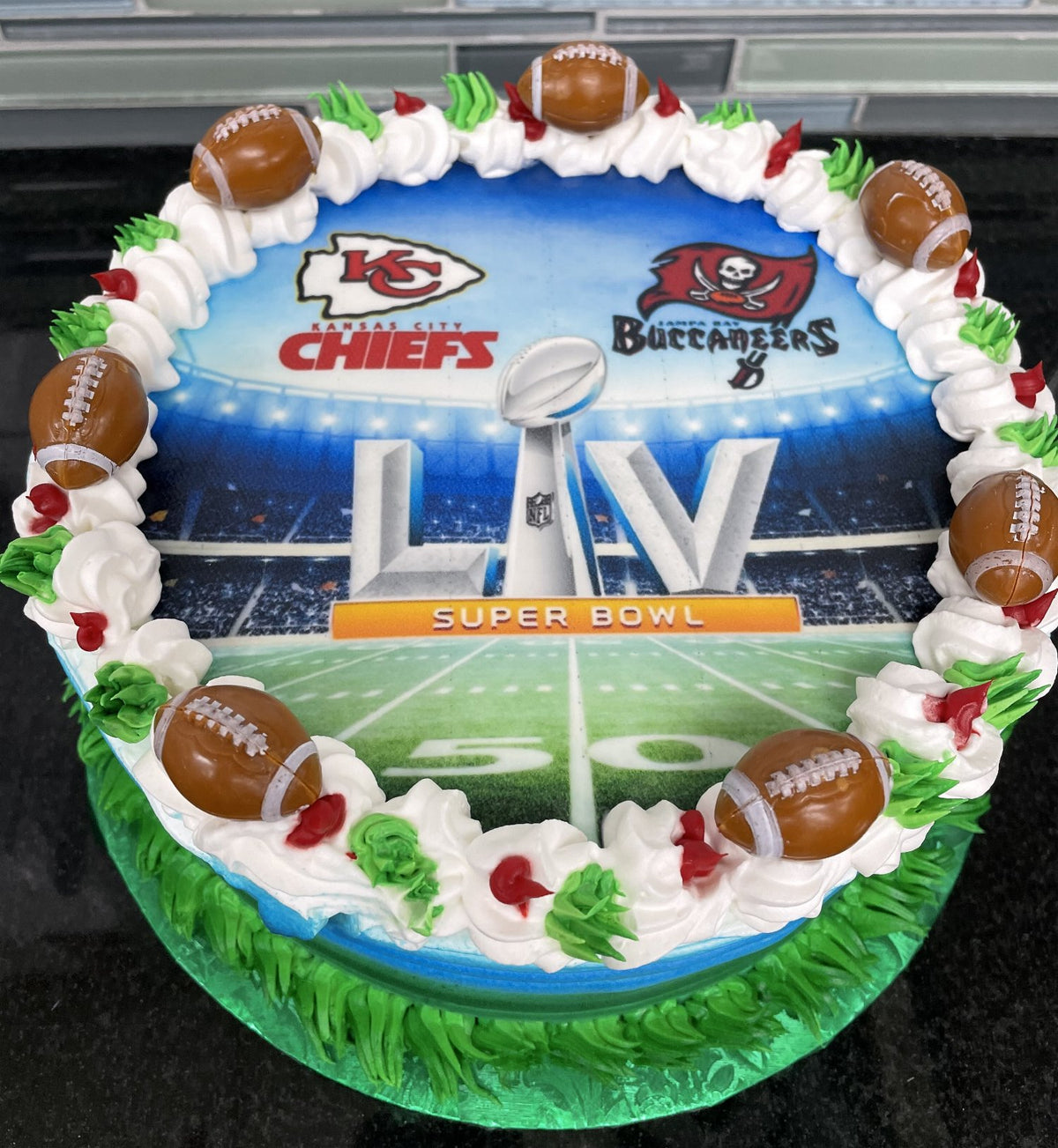 Super Bowl LVII cake 9 inch Round Cake For Local Delivery or Curbside Pickup ONLY